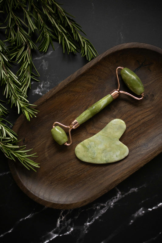 Glowora™ Jade Glow Set — Face Roller + Gua Sha